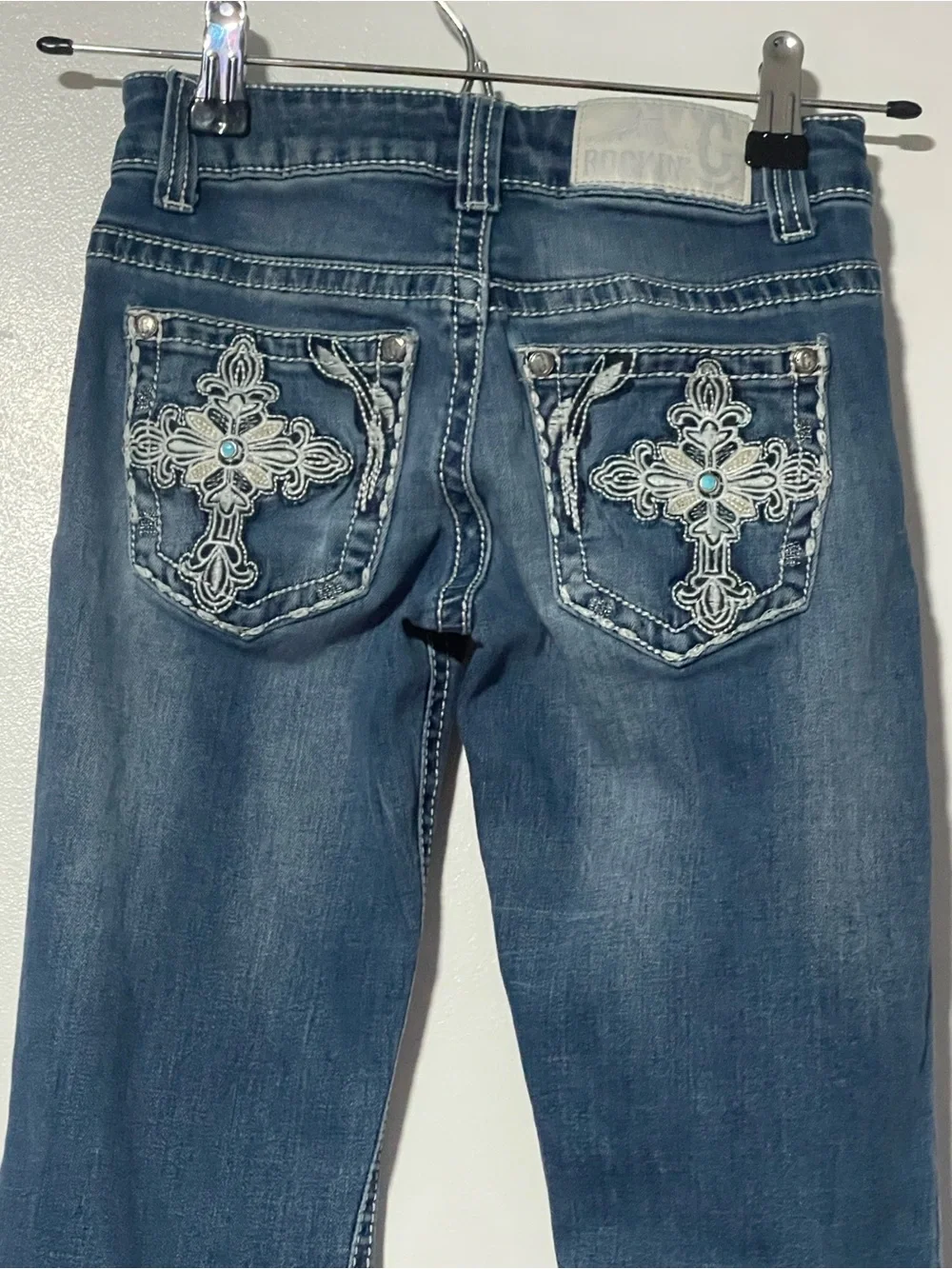 Rockin C Girls Bootcut Western Jeans Size 7 Contrast Stitch Cavender's